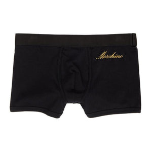 Moschino Black and Gold Embroidered Logo Boxers