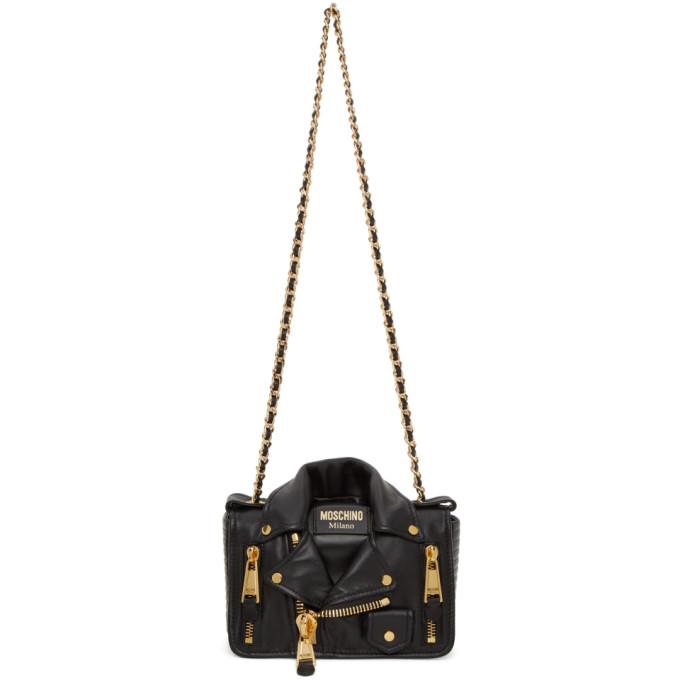 Moschino Black Biker Jacket Shoulder Bag