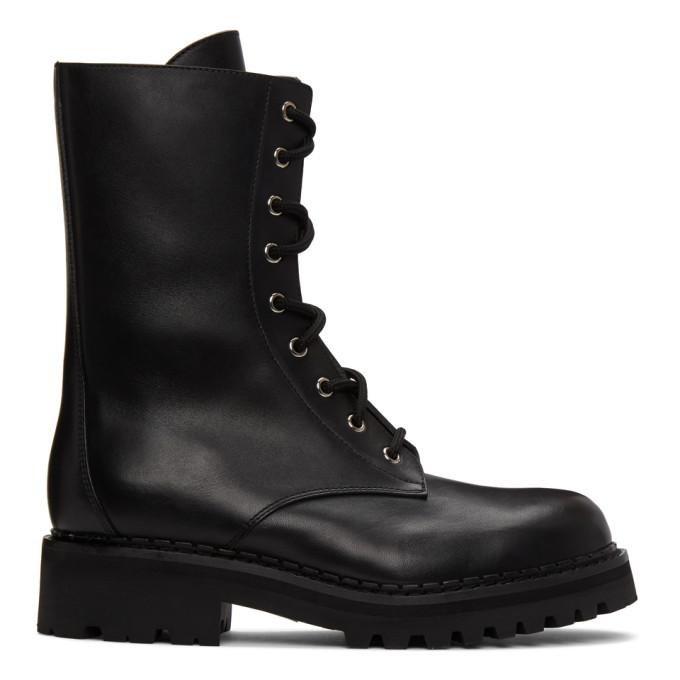 Moschino Black Lace-Up Ankle Boots