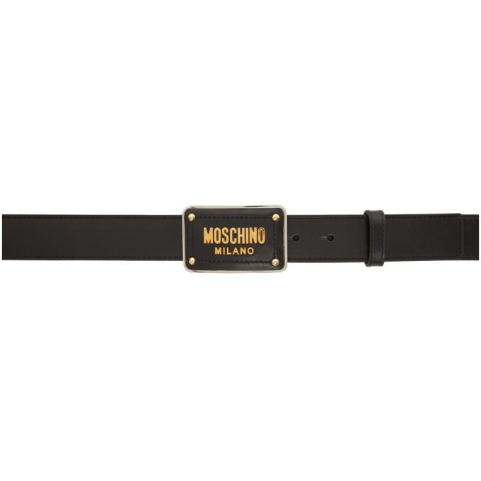 Moschino Black Logo Print Belt