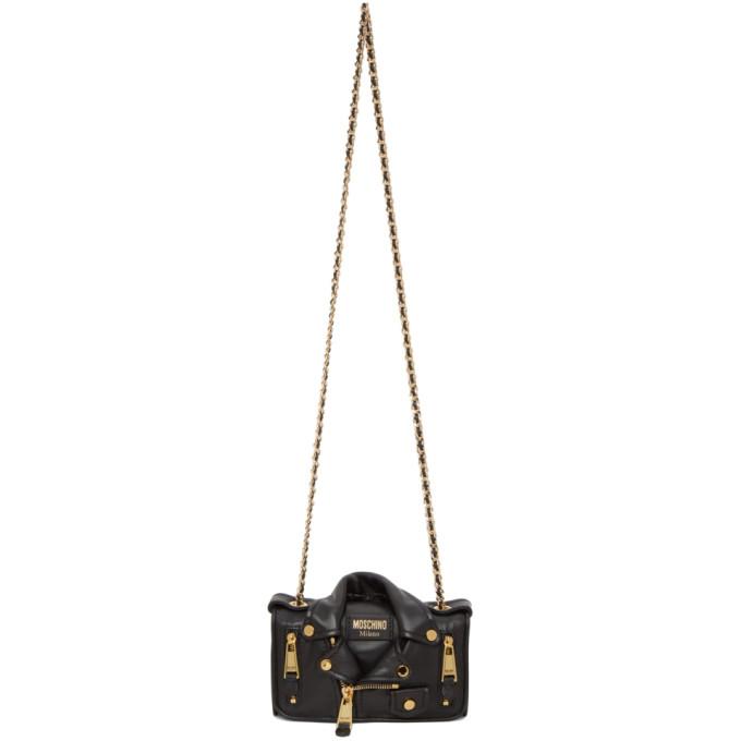 Moschino Black Small Biker Jacket Shoulder Bag