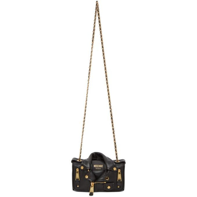 Moschino Black Small Biker Jacket Shoulder Bag