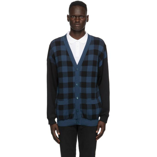 Moschino Blue and Black Check Fantasy Cardigan