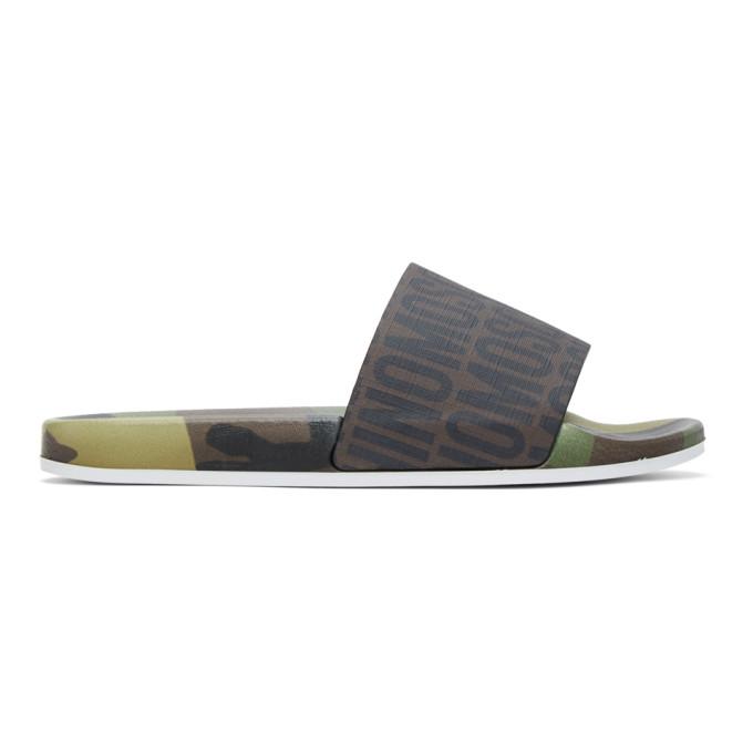 Moschino Brown Logo Camouflage Slides