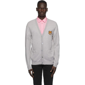 Moschino Grey Wool Teddy Cardigan