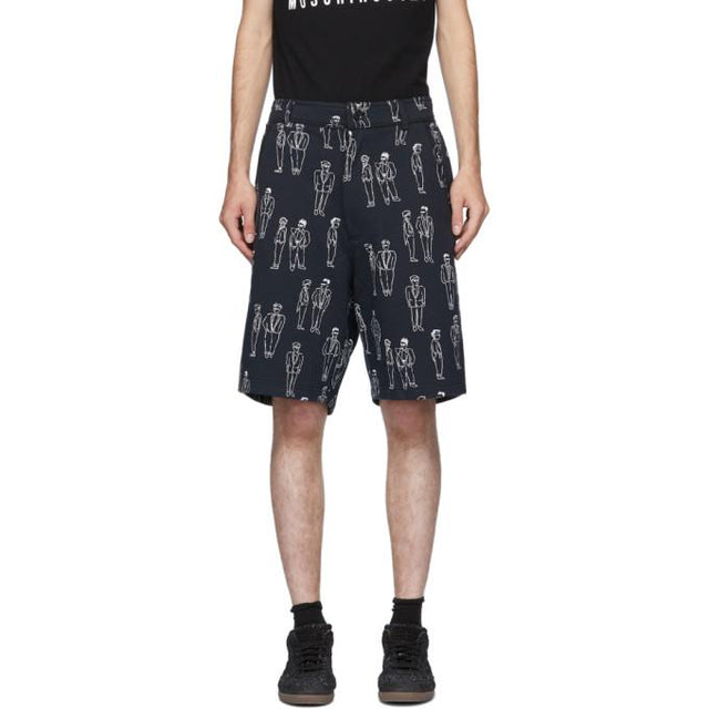 Moschino Navy Fantasy Print Suited Man Shorts