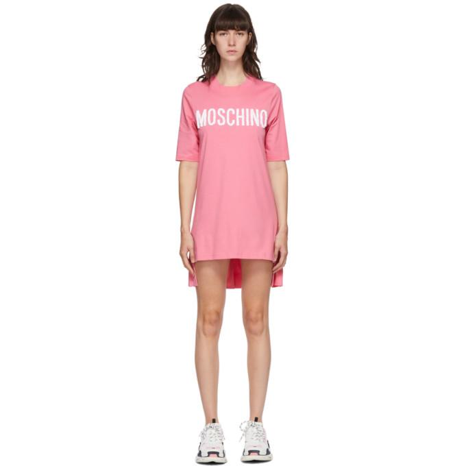 Moschino Pink Embroidered Logo Dress