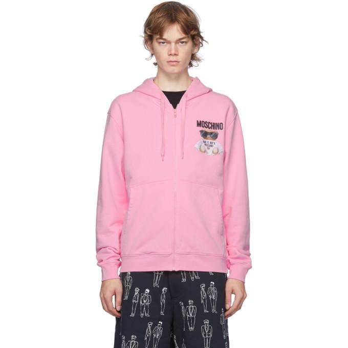 Moschino Pink Embroidered Logo Hoodie