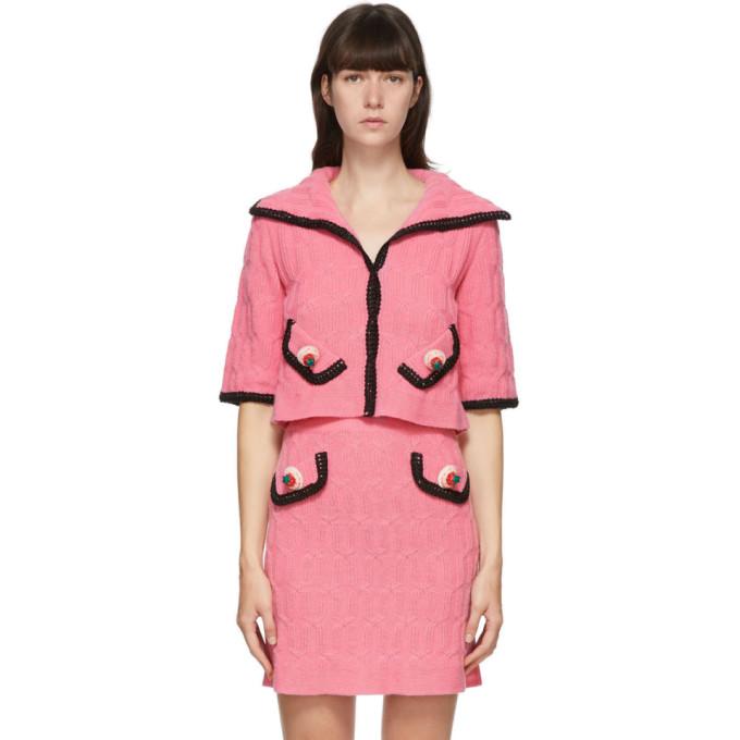Moschino Pink Strawberry Applique Cardigan