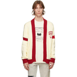 Mr. Saturday Beige and Red Good Luck Cardigan