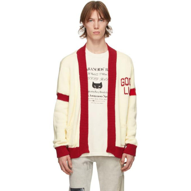 Mr. Saturday Beige and Red Good Luck Cardigan