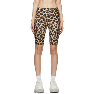 MSGM Beige Leopard Sports Shorts