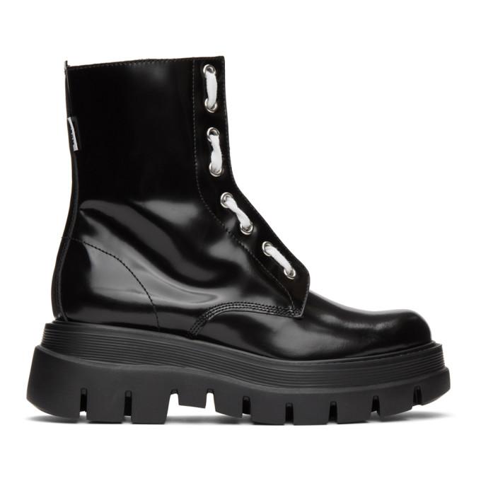 MSGM Black Patent Ankle Boots