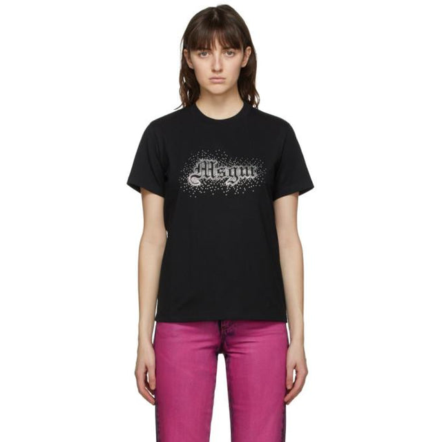 MSGM Black Rhinestone Logo T-Shirt