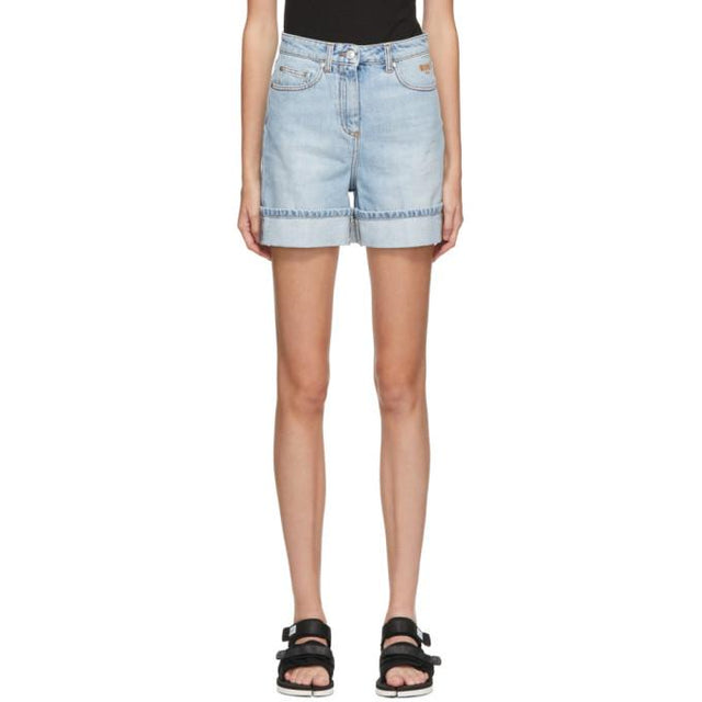 MSGM Blue Denim Rolled Cuffs Shorts