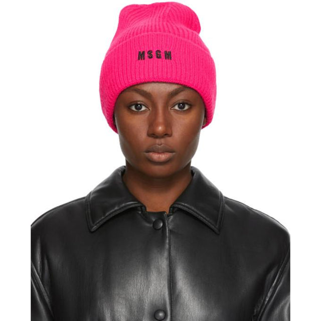 MSGM Pink Logo Beanie