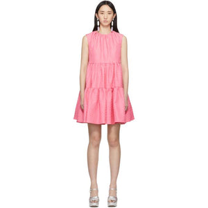 MSGM Pink Ruffle A-Line Dress