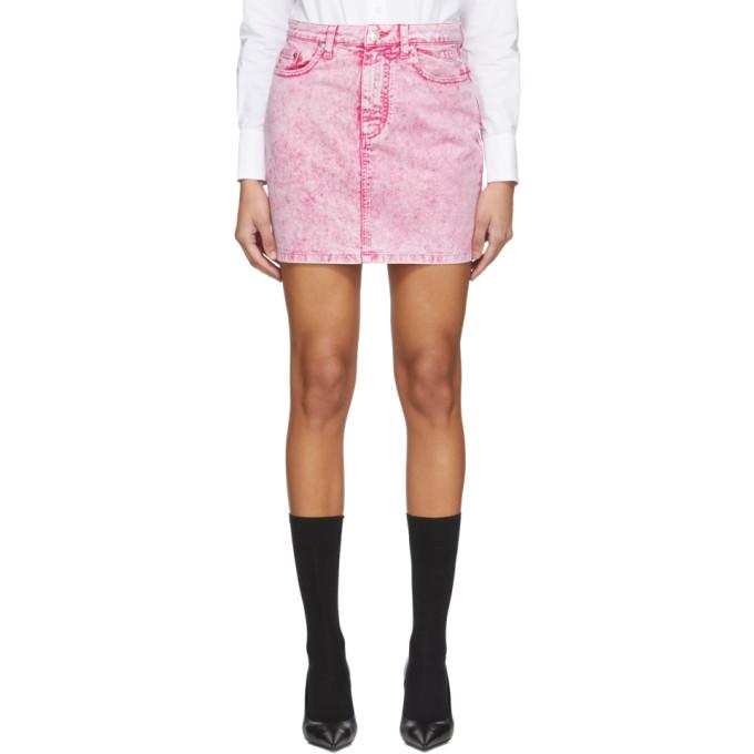 MSGM Pink Washed Denim Miniskirt