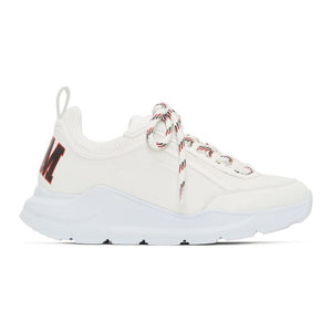 MSGM White and Red Logo College Back Patch Sneakers