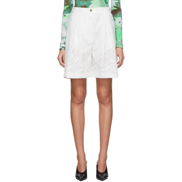 MSGM White Lace Bermuda Shorts