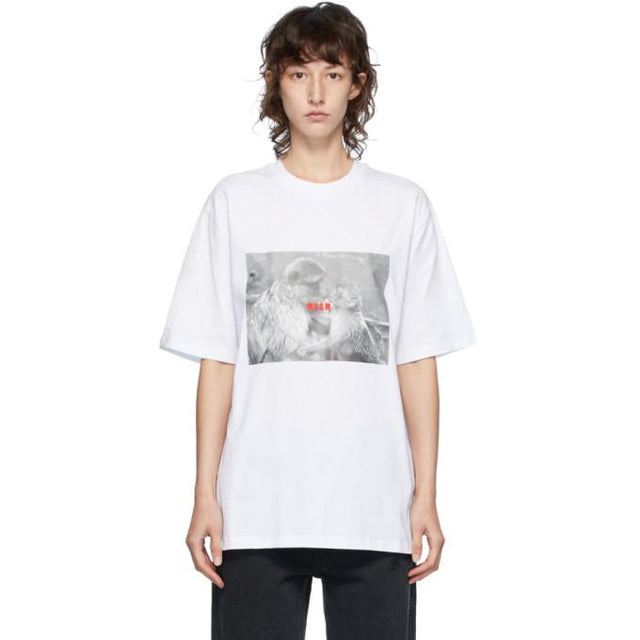 MSGM White Logo Monkey Graphic T-Shirt