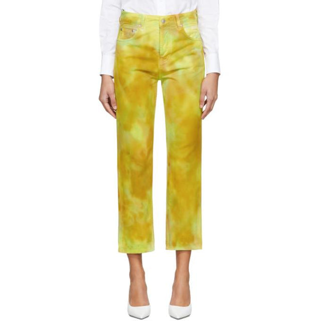 MSGM Yellow Tie-Dye Jeans