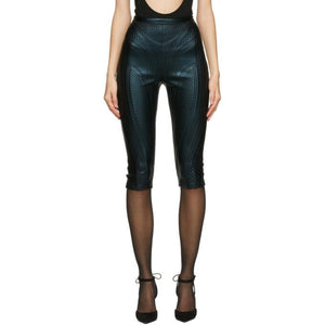 Mugler Black Sheen Embossed Cycling Shorts