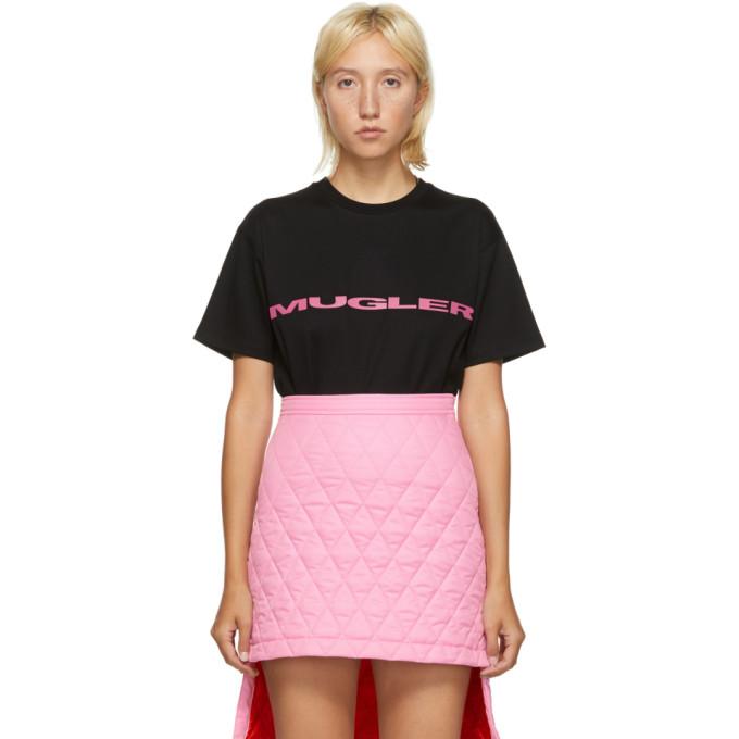 Mugler SSENSE Exclusive Black and Pink Logo Oversized T-Shirt