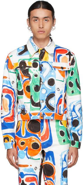 Charles Jeffrey Loverboy Multicolor Denim Art Jacket - Charles Jeffrey Loverboy Multicolor Denim Art Veste - Charles Jeffrey Loverboy Multicolor Denim Art Jacket.