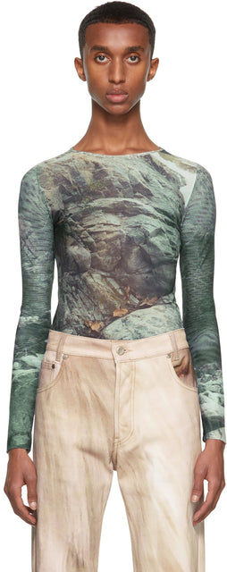 Serapis Multicolor Mesh River Long Sleeve T-Shirt - T-shirt à manches longues de la rivière Multicolore Serapis - Serapis 여러 가지 빛깔의 메쉬 강 긴 소매 티셔츠