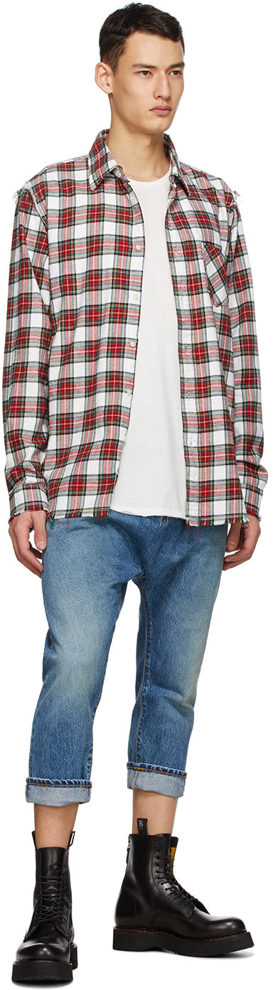 R13 Multicolor Shredded Seam Shirt