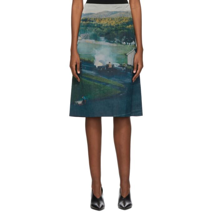 Namacheko Blue and Green Silk Gregory Mid-Length Skirt Namacheko Blue and Green Silk Gregory Mid-Length Skirt