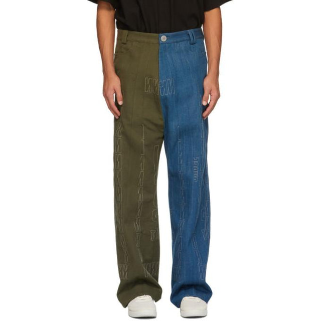 NAMESAKE Blue and Green Paneled Maurice Jeans