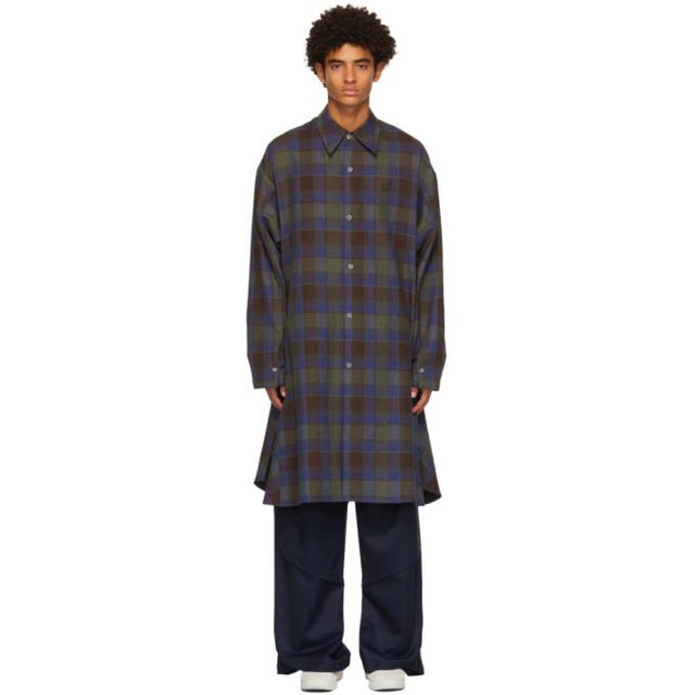 NAMESAKE Brown and Blue Plaid Viterbi Shirt