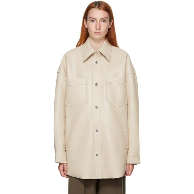 Nanushka Beige Vegan Leather Martin Shirt Jacket