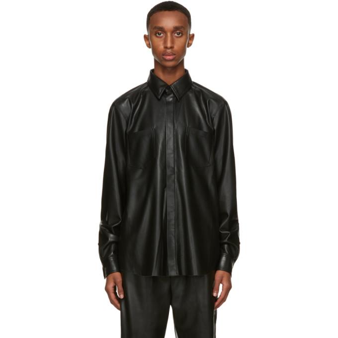 Nanushka Black Vegan Leather Declan Shirt