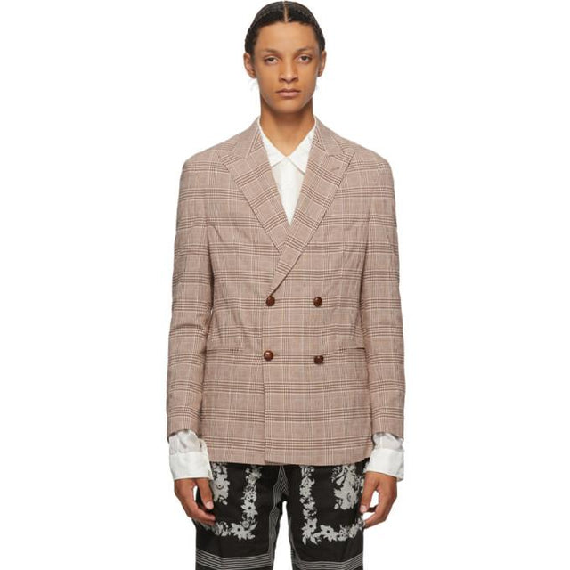 Nanushka Brown Check Darwin Blazer