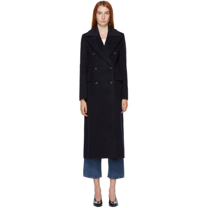 Nanushka Navy Wool Lana Coat