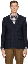 Z Zegna Navy Check Broken Suit Blazer - Z Zegna Navy Vérifiez Blazer de costume cassé - Z Zegna 해군 체크 깨진 정장 블레이저