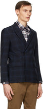 Z Zegna Navy Check Broken Suit Blazer
