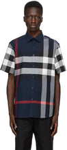 Burberry Navy Check Somerton Short Sleeve Shirt - Burberry Navy Check Somerton Shirt Shirt Shirt - 버버리 해군 확인소 튼 짧은 소매 셔츠