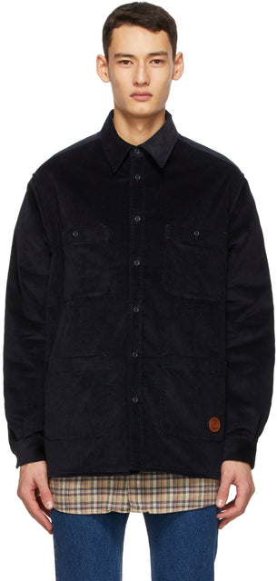 Gucci Navy Corduroy Padded Shirt - Chemise rembourrée côtoyelle de gucci bleu marine - 구찌 네이비 코듀로이 패딩 셔츠