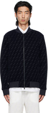 Fendi Navy 'Forever Fendi' Felted Bomber Jacket - Fendi Navy 'Forever Fendi' veste de bombardier feltée - Fendi 해군 '영원히 펜디'Felted 폭격기 재킷