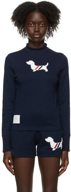 Thom Browne Navy Hector Icon Sweater - Thom Browne Navy Hector Icon Sweater - Thom Browne 네이비 헥터 아이콘 스웨터