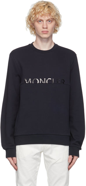 Moncler Navy Logo Sweatshirt - Sweat-shirt de logo Moncler Navy - Moncler Navy Logo Sweatshirt