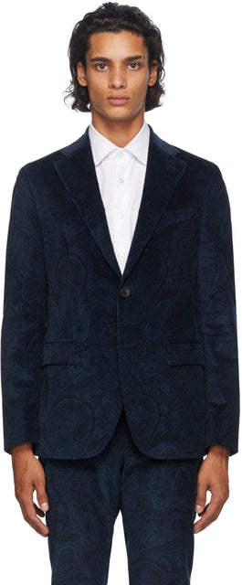 Etro Navy Paisley Corduroy Blazer - Etre Navy Paisley Corduroy Blazer - Etro Navy Paisley Corduroy Blazer.