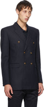 Saint Laurent Navy Pinstripe Wool Blazer
