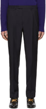 Gucci Navy Satin Piping Trousers - Pantalon de tuyauterie Satin de Gucci Navy Satin - 구찌 네이비 새틴 파이프 바지