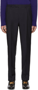 Gucci Navy Satin Piping Trousers - Pantalon de tuyauterie Satin de Gucci Navy Satin - 구찌 네이비 새틴 파이프 바지