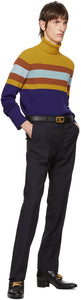 Gucci Navy Satin Piping Trousers